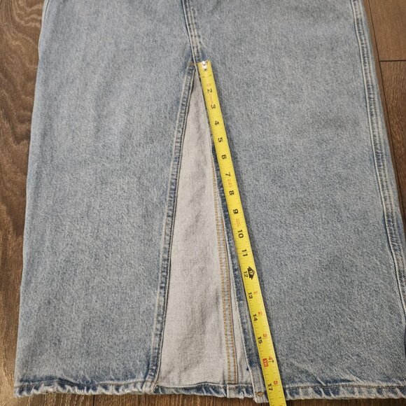 Mango MNG Women's Medium Wash Slit Denim Straight Maxi Skirt Timeless Size S - Picture 9 of 16
